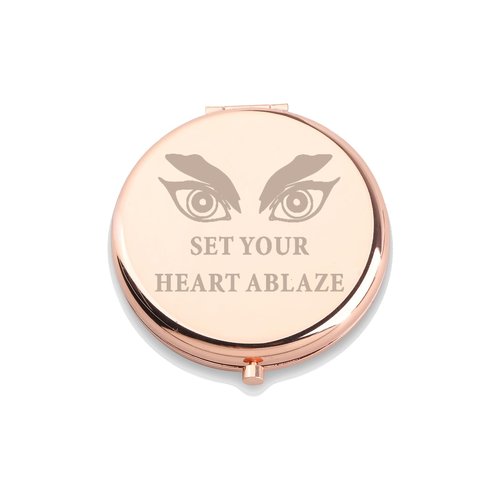 WUSUANED Anime Manga Mirror Inspirational Gift Set Your Heart Ablaze Anime Inspired Gifts Rengoku Slayer Makeup Mirror (Set Your Heart Ablaze Mirror)