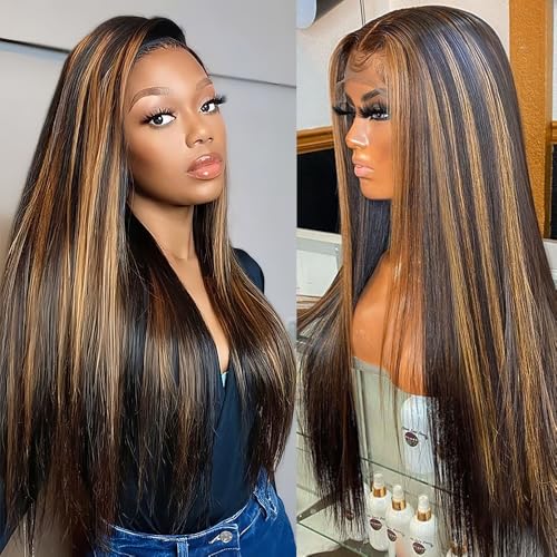 Highlight Ombre Lace Front Wig Human Hair 180 density 30 inch straight wigs human hair 13x4 lace front wigs human hair wigs for black women