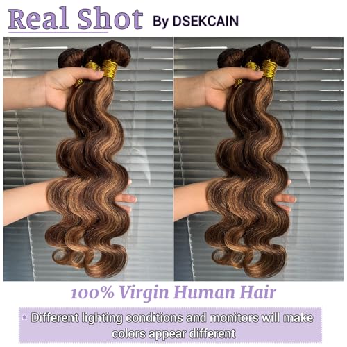 Highlight P4/27 Body Wave Bundles Human Hair 100% Unprocessed Raw Material Body Wave Human Hair Bundle For Quick Weave Double Weft Brown Honey Blonde Piano Color 20 22 24 Inch