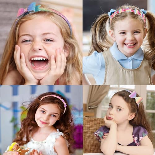 6 Pack Girls Headbands Glitter Kids Headbands Bow/Heart/Star Headbands for girls/Toddler/Teens (A-666)