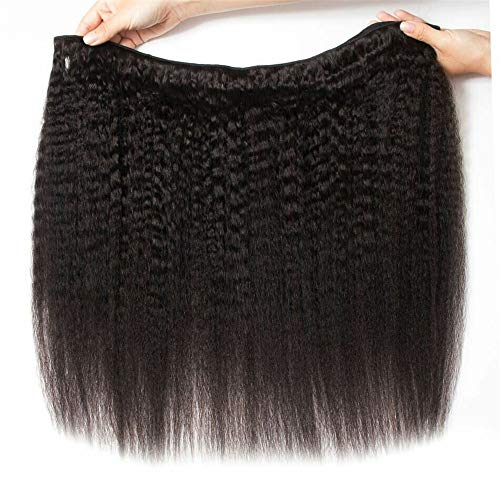 Kinky Straight Human Hair Bundles 100% Unprocessed Brazilian Remy Soft Yaki 3 Bundles Human Hair (22 24 26 Inch)