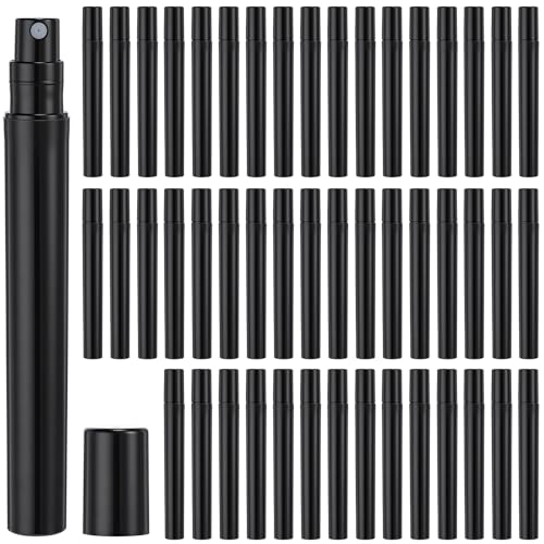 Tanlade 300 Pcs 5ml Mini Spray Bottles Black Plastic Perfume Atomizer Sprayer Bottles Portable Perfume Travel Refillable Bottle for Travel Pocket Dispenser Container