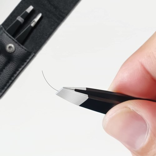 TOPMEET Eyebrow Tweezers Set,Stainless Steel Precision Remover Kit for Facial Hair, Inward Growing Hair and Splinter,Suitable for Women, Men (Black)