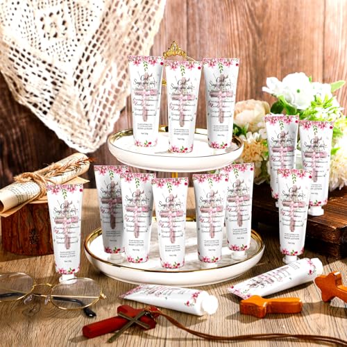 48 Pcs Christian Body Lotions Bulk Gifts for Women Breast Cancer Awareness Gifts Inspirational Bible Verse Lotion Mini Travel Christian Religious Hand Cream for Appreciation Women Teacher Mom