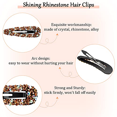 Chuangdi 12 Pcs Rhinestone Hair Clips, 3.2 Inch AB Crystal Metal Hair Barrettes for Women Girls Bridal Wedding Birthday Party Costume Accessories