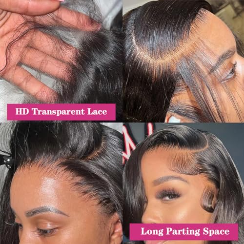 Body Wave Lace Front Wigs Human Hair Pre Plucked 180% Density Glueless Human Hair Wigs for Black Women 13x4 HD Lace Frontal Wigs With Baby Hair Natural Hairline Body Wave Wig (28 Inch)