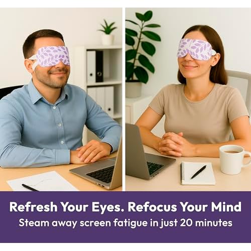 Steam Eye Mask - 16 Pack Lavender Self-Heating Warm Compress for Dry Eyes, Puffy Eyes Relief, Cornea Care, and Relaxation ? Soothing & Comfortable Heated Eye Pads