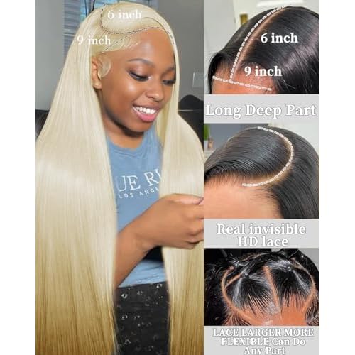 613 Lace Front Wigs Human Hair 9x6 HD 200% Density Blonde Glueless Wigs Human Hair Pre Plucked Pre Cut Straight Glueless Wigs Human Hair wigs for Black Women 30 inch