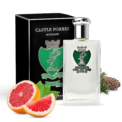 Castle Forbes Vetiver Special Reserve Men's Cologne, 100ml | Classic Men¡¯s Fragrance w/a Modern Twist | Made w/Essential Oils | Paraben-Free, Cruelty-Free, Handmade Badge, Limited Batches