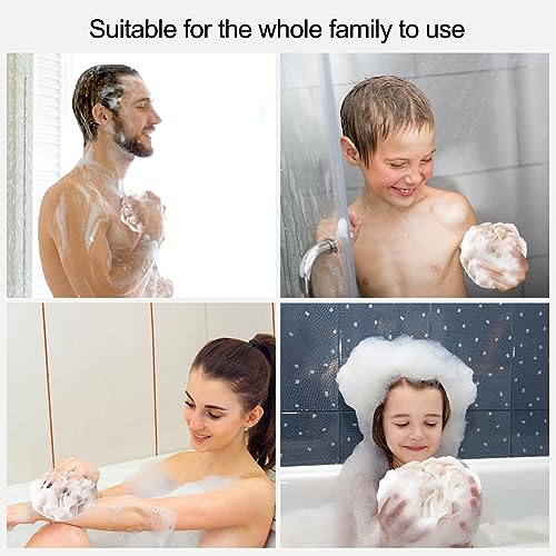 Fishent Bath Loofah Sponge, 3 Pack loofahs Exfoliating Body Scrubber, 60g Soft Mesh Pouf Shower Puffs, Loofa for Women and Men