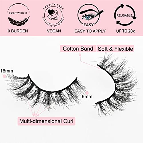 Lashes Bulk 50 Pair Wholesale Short Lash Natural Look Fluffy Mink Eyelashes 5D Faux Mink False Lash Cat Eye Fake Eyelash Soft Wispy Strip Eye Lashes with Individual Portable Lash Pack