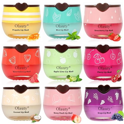 9 PCS Bee Lip Balm Honey Pot,Honey Lip Balm Lip Mask,Propolis Moisturizing Lip Sleeping Mask Reduces Lip Lines,Hydrating Prevention Dry and Cracked Lip Scrubs Exfoliator
