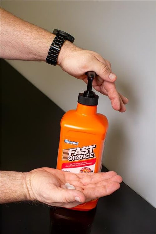 Fast Orange 25148 Pumice Lotion, Heavy Duty Hand Cleaner, Natural Citrus Scent, Waterless Cleaner For Mechanics, Strong Grease Fighter, 48 Oz.