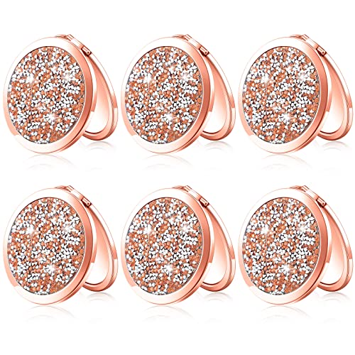 Yulejo 6 Pieces Compact Mirror Bulk Mini Pocket Mirror for Purse Gift Wedding Makeup Small Portable Magnifying Cosmetic for Travel Pocket 2.75 Inch Round Folding for Women Mom Baby Shower Bridesmaid