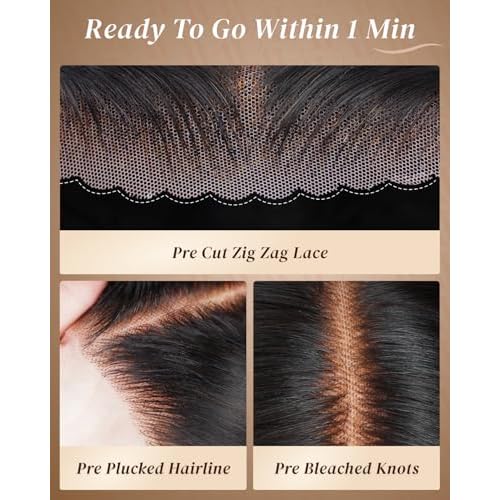 Arabella Hair 5x6 Glueless Wigs Human Hair Pre Plucked Pre Cut 230% Density Glueless Wigs 100% Human Hair 12a Pre Plucked Bleached Knots Straight Wig Human hair (18inch, 5X6 Straight Wig)