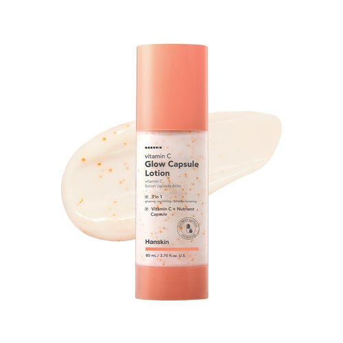 Hanskin Vitamin C Glow Capsule Face Moisturizer, Boost Radiance and Even Skin Tone, with Vitamin B and Niacinamide, Brightening Korean Skin Care, 2.7 fl oz.
