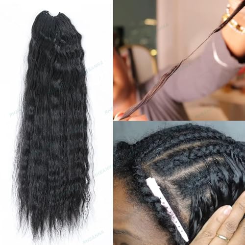 Feather Crochet Human Hair Extensions Wet and Wavy Knotless Pre-Separated Crochet Hair Extensions Human Hair With String In The Middle Braid 20inch 120g