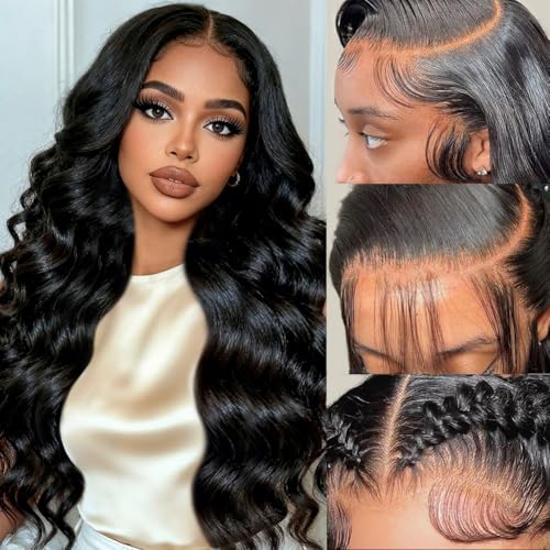 30 Inch Body Wave Lace Front Wigs Human Hair 13x6 HD Lace Frontal Wigs Human Hair Pre Plucked 200% Density Glueless Wig For Women Natural Color