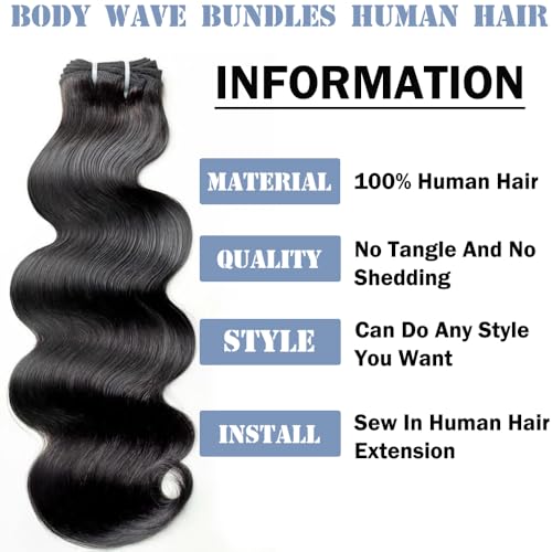 12A Human Hair Bundles 14 16 18 20 Inch Body Wave Bundles Human Hair 100% Unprocessed Brazilian Virgin Quick Weave Natural Black