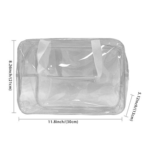TotePrint Large Clear Transparent Gift Pouch Wash Travel Makeup Cosmetic Bag with Handle for Travel Bathroom Toiletry Organizer (Clear)