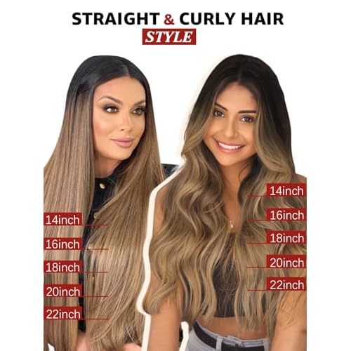 Clip in Hair Extensions Real Human Hair, 18 Inch 120g, Chocolate Brown To Dark Blonde Piano Color, Natural Straight Clip On Hair extensions 6pcs Per Set with 18 Clips Double drawn(#4P27,18'')