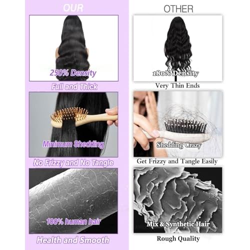 V Part Wigs Human Hair 250% Density Body Wave Upgrade U Part Human Hair Wigs with Drawstring No Leave Out No Sew Glueless Clip In Half Wig for Women (Natural Black, 22 Inch)