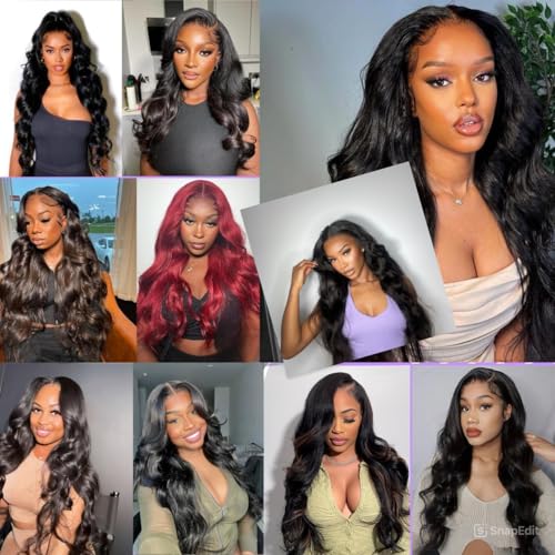 13x6 Lace Front Wigs Human Hair Pre Plucked 200 Density Body Wave Lace Front Wigs Human Hair HD Lace Frontal Wigs For Women With Baby Around Natural Hairline 28 Inch