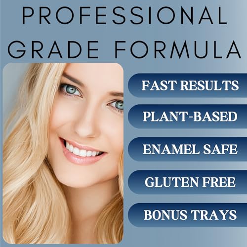 Teeth Whitening Gel for Trays - Pro Strength 44% Carbamide Peroxide, 5 Syringes (50 Treatments) + 2 Trays ? Enamel Safe, Removes Coffee & Other Stains