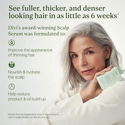 Divi Scalp Serum for Thinning Hair Clinically Tested, Non-Greasy Formula with Amino Acids, Caffeine & Rosemary Oil Promotes Healthy Scalp & Fuller-Looking Hair, Reduces Oil & Product Buildup