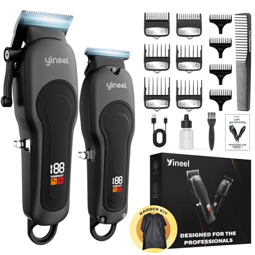 Yineel Hair Clippers for Men, Professional Cordless Clippers & Trimmer Set, Super Quiet, Clippers for Hair Cutting Kit with LED Display, Gift for Men Women Barber Kid