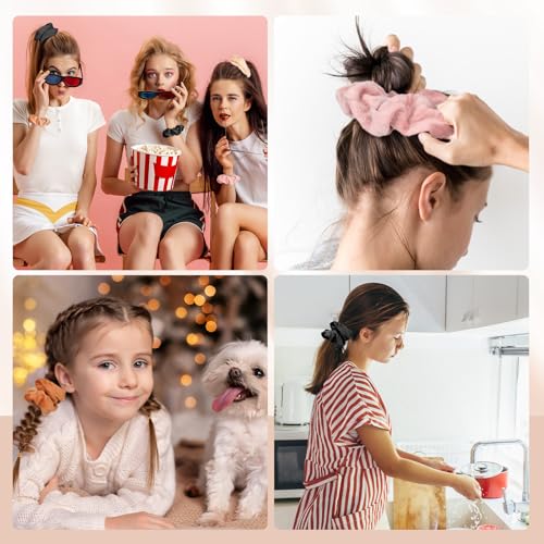 120 Pcs Velvet Scrunchies for Women Scrunchies Bulk Soft Elastic Scrunchy Hair Ties Cute Hairbands and Ponytail Holders Hair Accessories for Women(Brown Series)