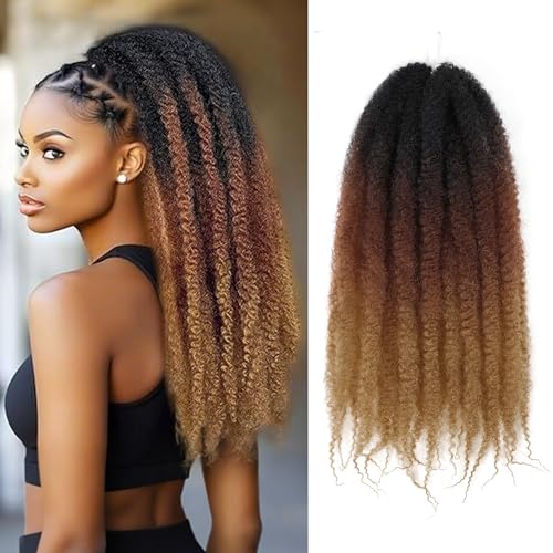 Marley Twist Braiding Hair 8 Packs Marley Twist Hair Twist Hair 24 Inch Afro Kinky Curly Twist Crochet Hair Twist Soft and Natural Hair (1B/30/27, 24 inch)