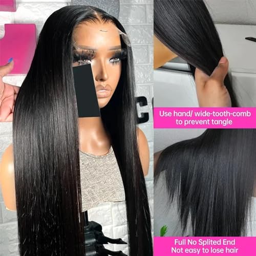 Lemoda 13x6 Full Lace Frontal Wig 180% Density Straight Lace Front Wigs Human Hair HD Transparent Lace Glueless Wig Pre Plucked 15A Brazilian Virgin Human Hair Wigs for Women 22 Inch