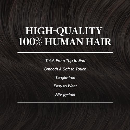 GOO GOO Clip in Hair Extensions Real Human Hair, Remy Human Hair Extensions Clip ins for Women, Natural Human Hair, 20inch 120g 7Pcs, 2 Dark Brown