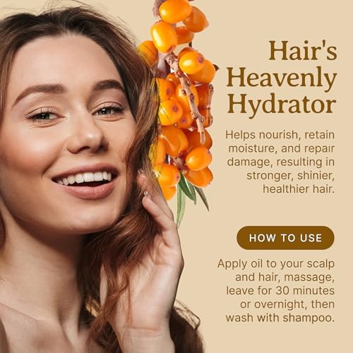 Bella Terra Oils - Sea Buckthorn Oil 16 oz - Capturing the Essence of Organic Sea Buckthorn Berries, Loaded with Omega-7 & Omega-9, A Sumptuous Embrace for Skin