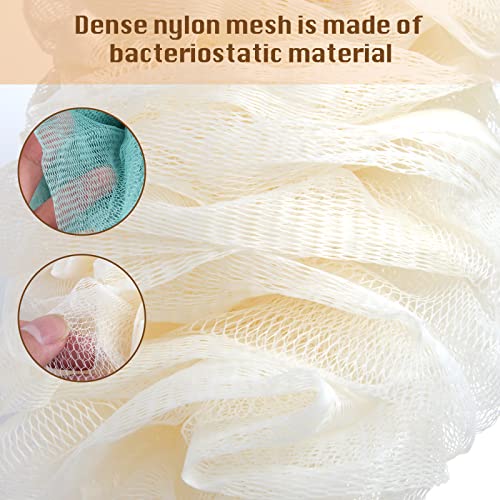 2Pack Back Scrubber for Shower£¬PIPUHA Loofah Sponge Shower Brush Using Body Exfoliating with Long Handle, Loofah on a Stick for Men Women, Bathing Accessories for Body Brushes (Blue and White)