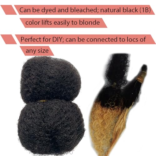 Tight Afro Kinky Human Hair for Dreadlocks,Ideal for Making Locs,Repair Extensions,Twist or Braids 4 Bundles/Package Natural Black #1B 18inch