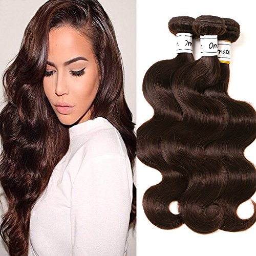 Dark Brown Body Wave Bundles Human Hair Brazilian Body Wave Hair Extensions Sew In 9A Grade Virgin 100% Unprocessed Remy Human Hair Weave Extensions(Body 2#, 20 22 24inch)