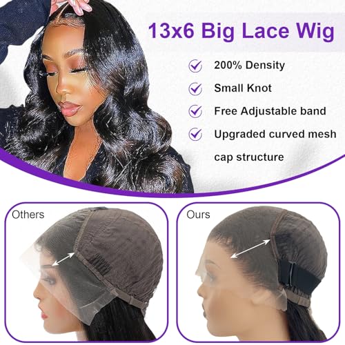 Zazumi 32 Inch 13x6 Body Wave Lace Front Wigs Human Hair 200 Density HD Transparent Lace Frontal Human Hair Wig for Black Women Glueless Wigs Human Hair Pre Plucked
