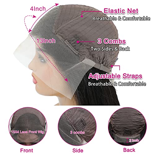 bunGiol Straight Lace Front Wigs Human Hair Pre Plucked with Baby Hair Transparent Lace Front Wigs Human Hair 13x4 Glueless Ear To Ear Lace Frontal Wigs Straight Wig For Black Women