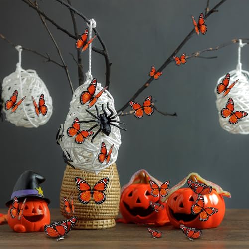 12 Pcs Monarch Butterfly Hair Clips, 3D Butterfly Barrettes Hair Costumes Accessories for Halloween Day of the Dead Decorations (12 pieces)