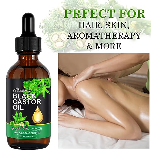 NIFEISHI Castor Oil, Jamaican Black Castor Oil Organic Cold Pressed Unrefined Glass Bottle, 100% Pure and Organic Castor Oil for Hair Growth Eyebrows Eyelashes Skin Use