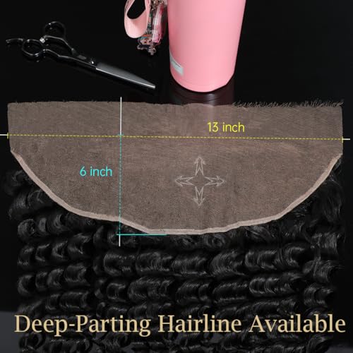 Knots Bleached CindiRiver 13x6 HD Lace Frontal - Pre Plucked Deep Wave Virgin Human Hair With Invisible Real HD Lace, Natural Hairline Lace Frontal Only
