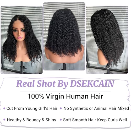 Kinky Curly Wig Human Hair 250 Density 5X5 Transparent HD Lace Closure 100% Real Kinkycurly Human Hair Wig For Women 20 inch