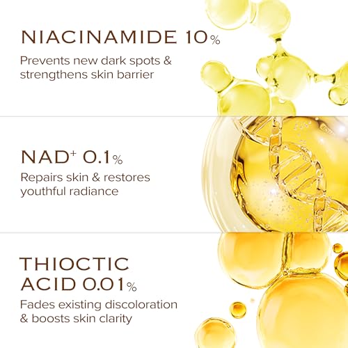 Dark Spot Ampoule | Korean Clinic Skincare - NAD+ 0.1% & Thioctic Acid 0.01% & Niacinamide 10% | Overnight Treatment for Melasma, Hyperpigmentation, Discoloration, Acne Scars | 15ml/0.33 Fl Oz