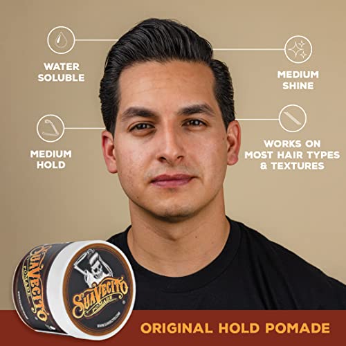 Suavecito Hair & Body Essentials 4 Piece Set - Includes Styling Pomade, Moisturizing Body Soap Bar, Hydrating Shampoo & Nourishing Conditioner
