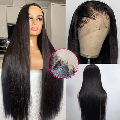 13x4 Lace Front Wigs Human Hair Pre Plucked with Baby Hair 220% Density 20inch HD Transparent Straight Lace Front Wigs Human Pre Plucked For Black Women Frontal Wigs Human Hair