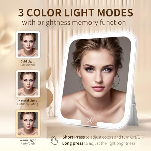 Makeup Bag with Magnetic Detachable Lighted Mirror 360¡Æ Swivel Angle, Travel Makeup Bag with Lights Portable Makeup Case Organizer with Mirror, Partition Cosmetic Bag Tools Accessories Train Case Gift