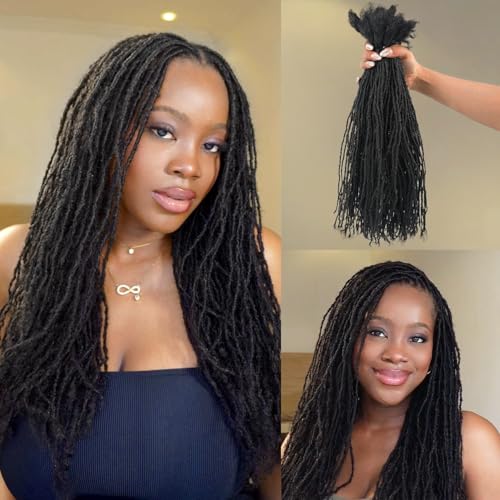 Originea Micro Locs Extesnions Human Hair 0.1cm Thickness Sisterlocks Curly Tips, Full Handmade Interlocking Permanent Soft Dreadlock Extensions Natural Looking Locs(1B# 0.1cm, 8 Inch 200 Strands)