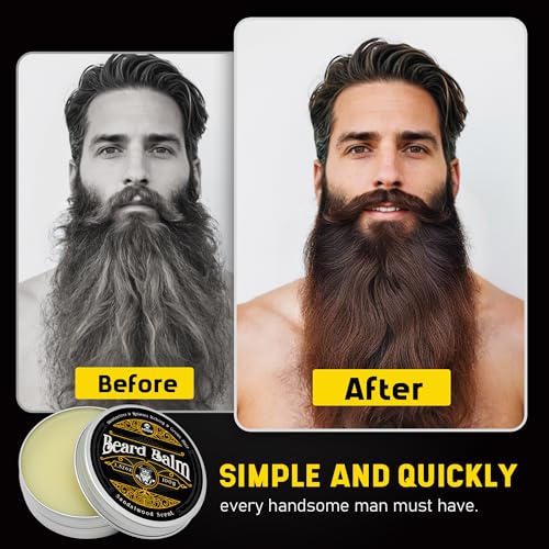 MEKER Beard Balm, Beard Softening Leave-in Balm with Brush, All-Natural Anti-Itch, Organic Beard Conditioner for Softening, Stops Itch, Grows, 3.52 OZ